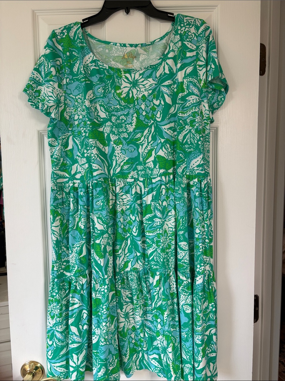 Geanna Short-Sleeve Dress Lilly Pulitzer New safari sangria botanical green